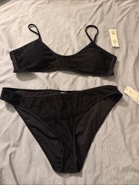 No Boundaries Black Sequin Bikini Set